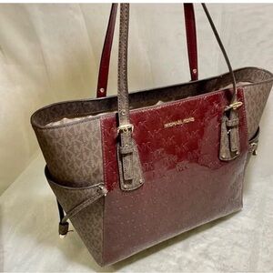 Michael Kors Brown and Burgundy Tote Bag